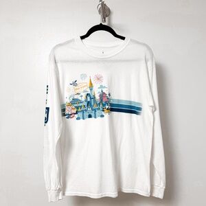 Disney Parks Walt Disney World Park Magic Kingdom Log‎ Sleeve T Shirt White
